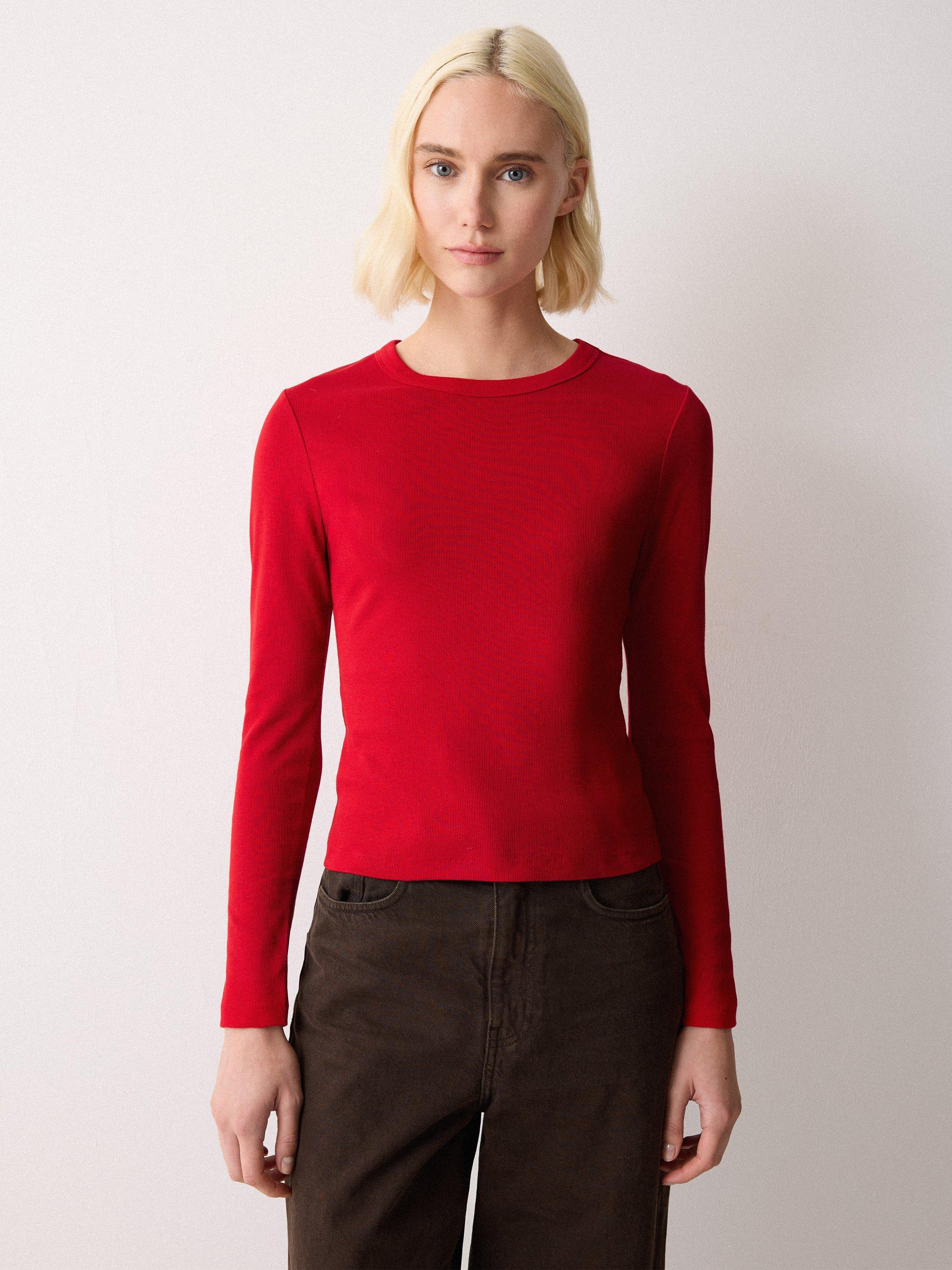 Product image 1 of 6, which shows Jigsaw Long Sleeve Baby Top, Red, XS