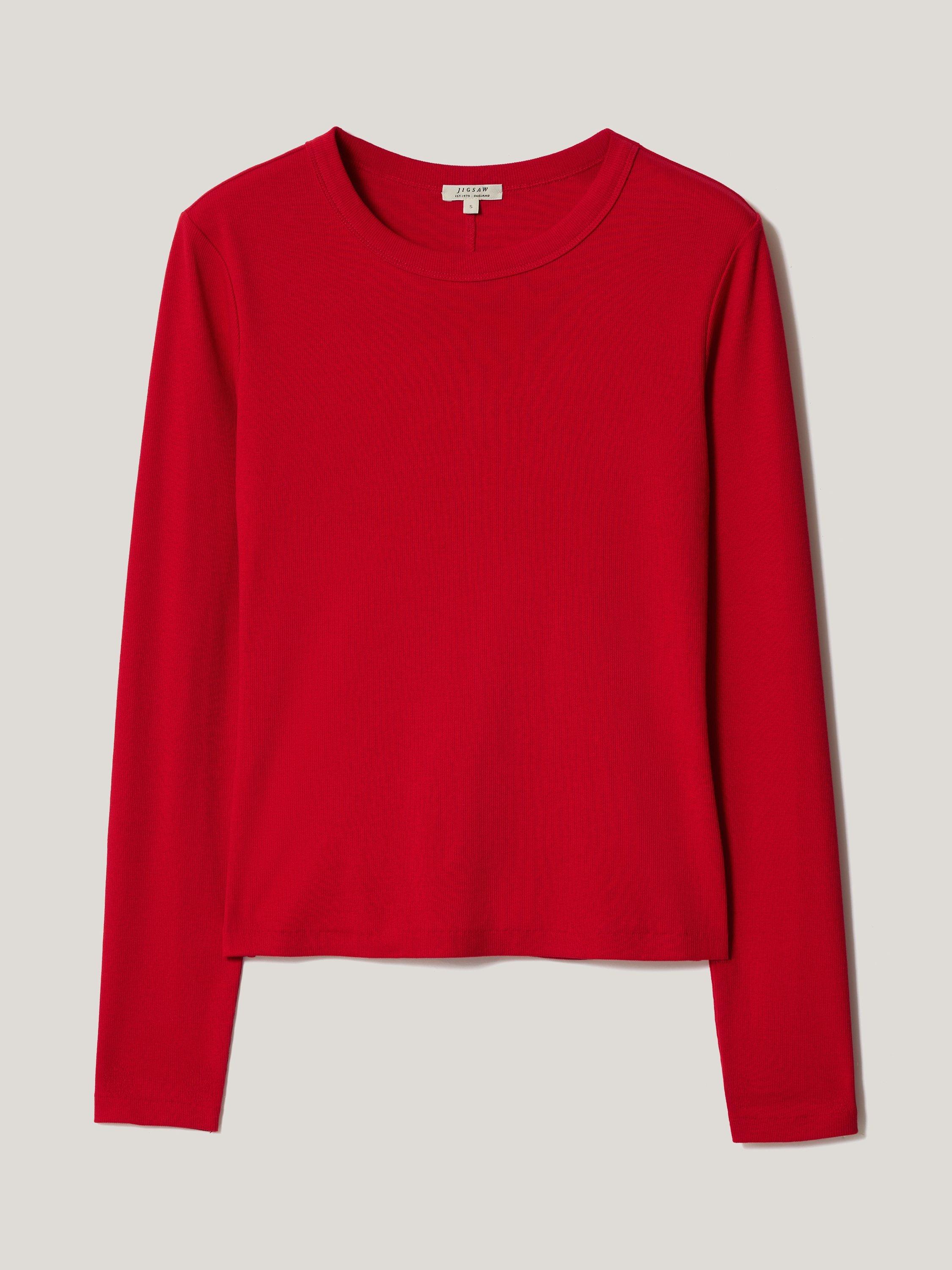 Product image 5 of 6, which shows Jigsaw Long Sleeve Baby Top, Red, XS