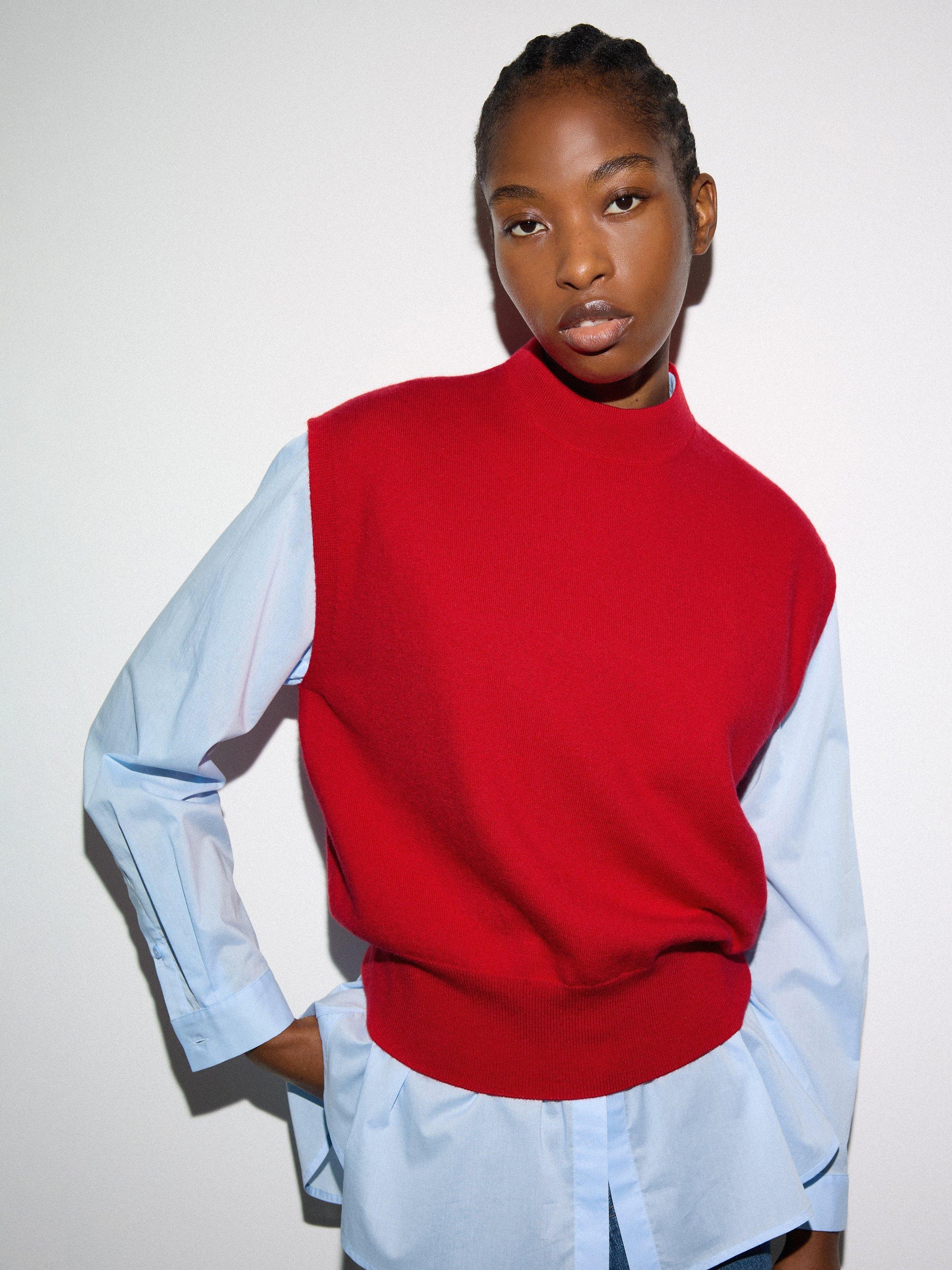 Product image 1 of 5, which shows Jigsaw Wool Blend Tank Top, Red, XS