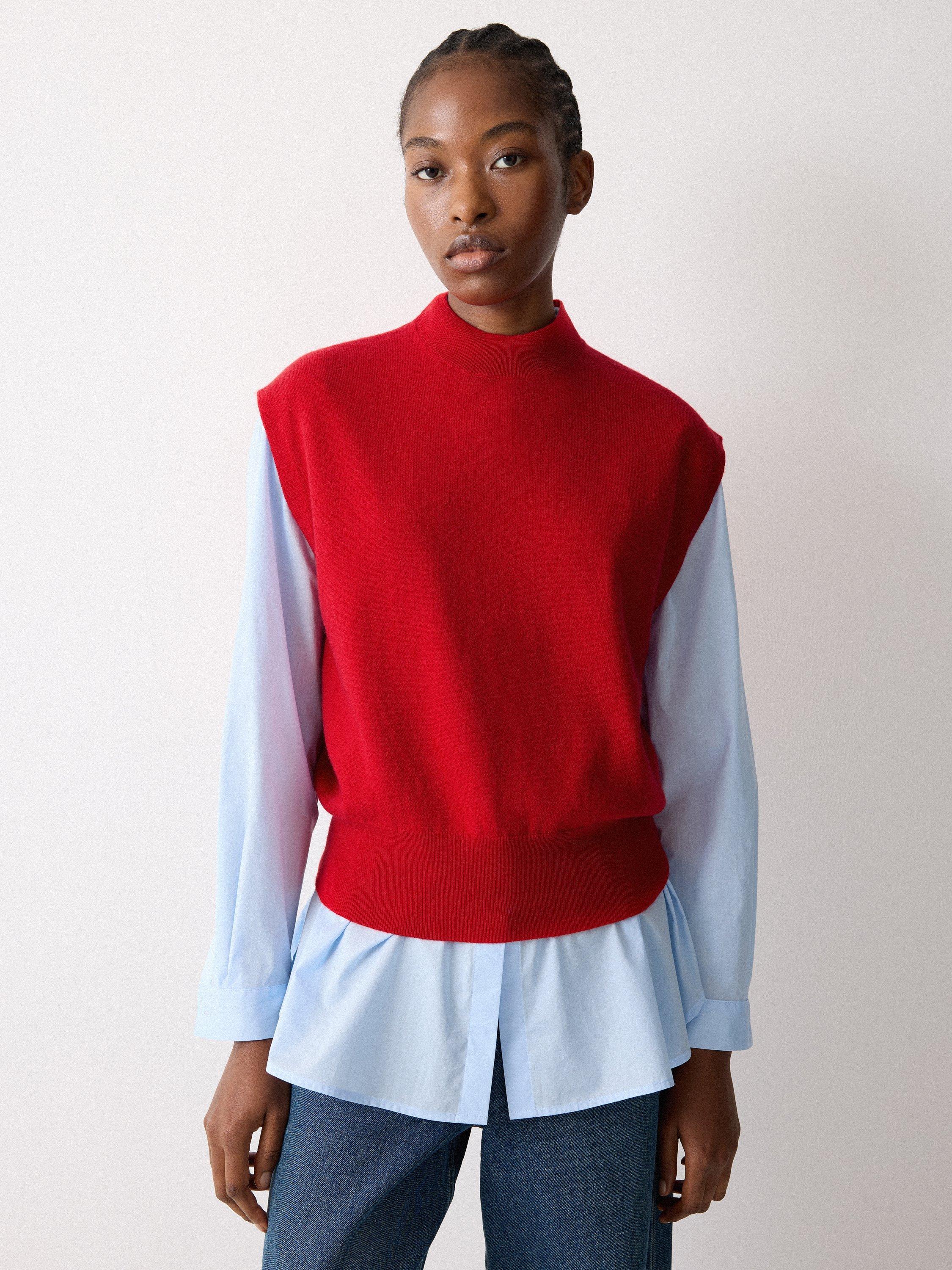 Product image 3 of 5, which shows Jigsaw Wool Blend Tank Top, Red, XS