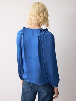 Jigsaw Frill Satin Top - view 2, Blue