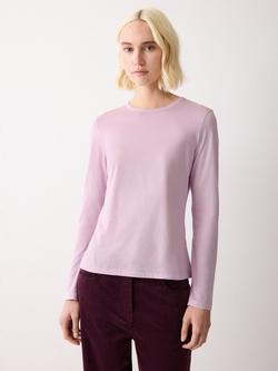 Jigsaw Pure Supima Cotton Long Sleeve Top, Lilac Frost, Lilac Frost