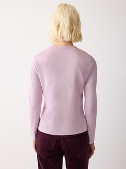 Jigsaw Pure Supima Cotton Long Sleeve Top, Lilac Frost - view 2, Lilac Frost