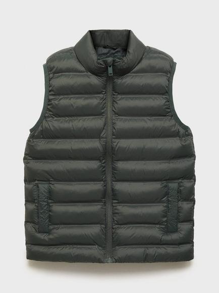 Mango Kids' Alvaro Lightweight Gilet, Khaki, Khaki