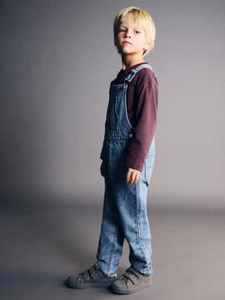 Mango Kids' Lucas Denim Dungarees, Open Blue, Open Blue