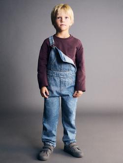 Mango Kids' Lucas Denim Dungarees, Open Blue - view 2, Open Blue