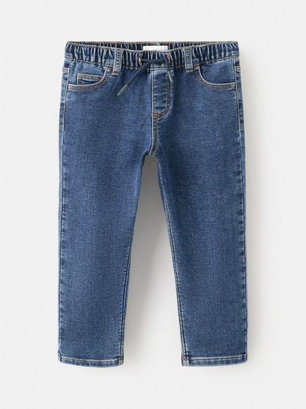 Mango Kids' Pablo Slim Drawstring Jeans, Open Blue