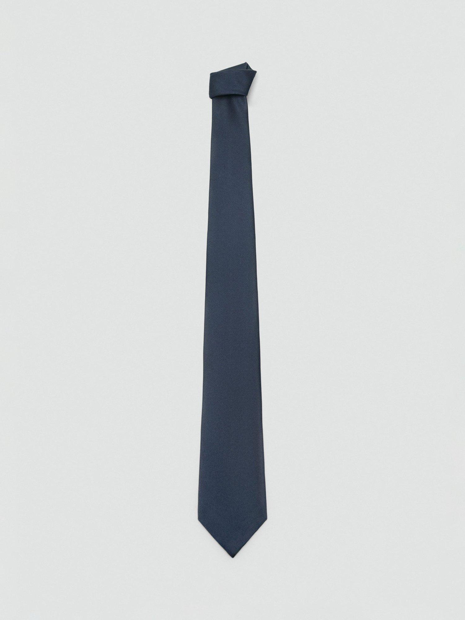 Product image 2 of 3, which shows Mango Basic Silk Blend Tie, Navy, One Size