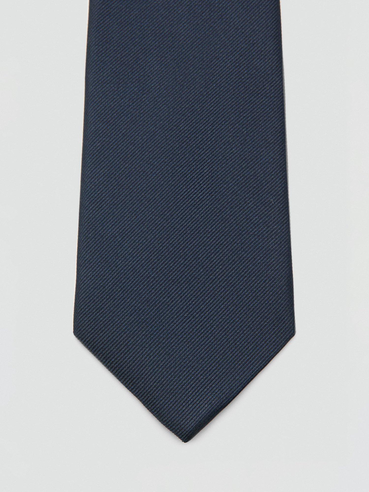 Product image 3 of 3, which shows Mango Basic Silk Blend Tie, Navy, One Size