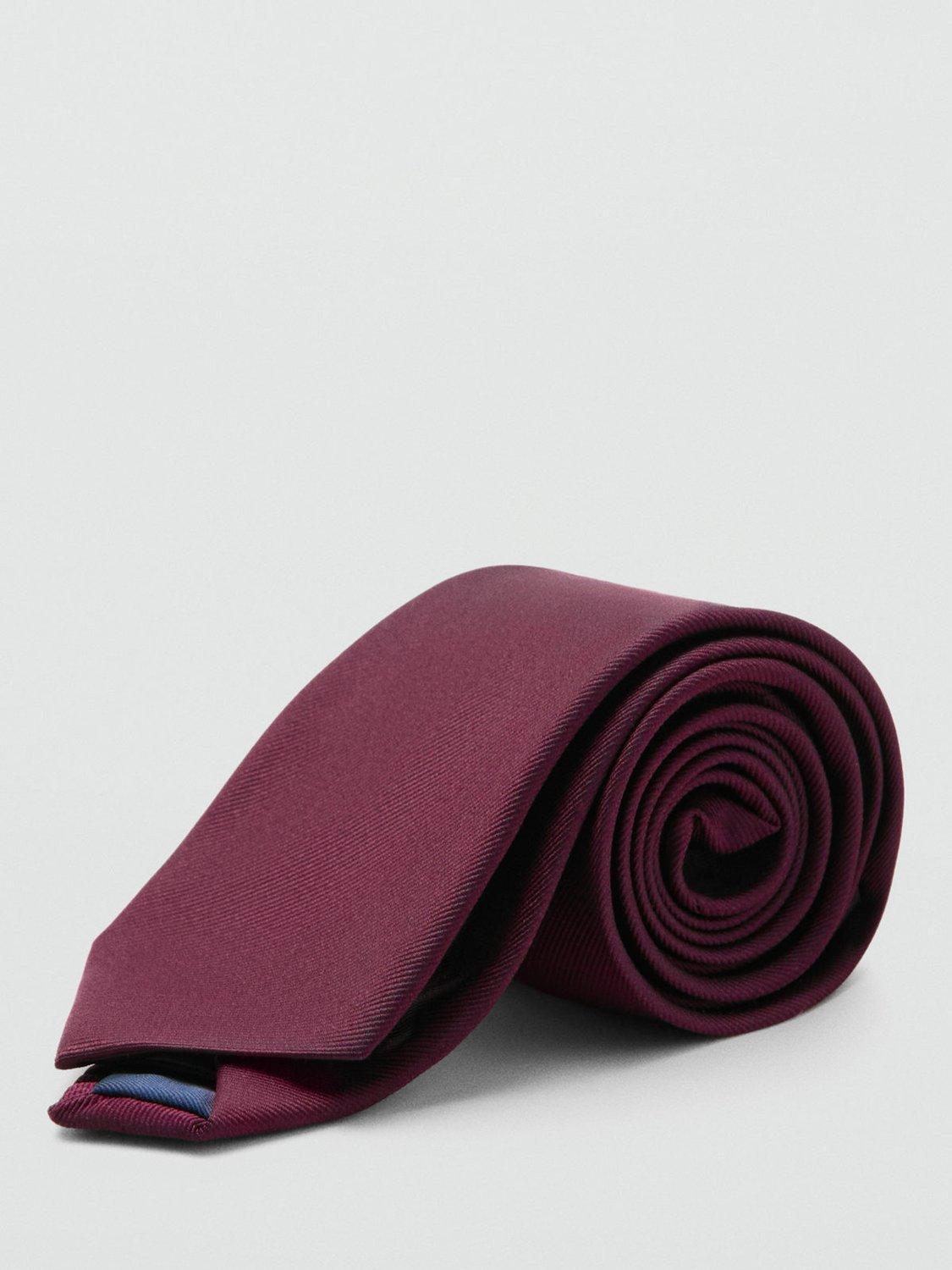Product image 1 of 3, which shows Mango Basic Silk Blend Tie, Dark Red, One Size
