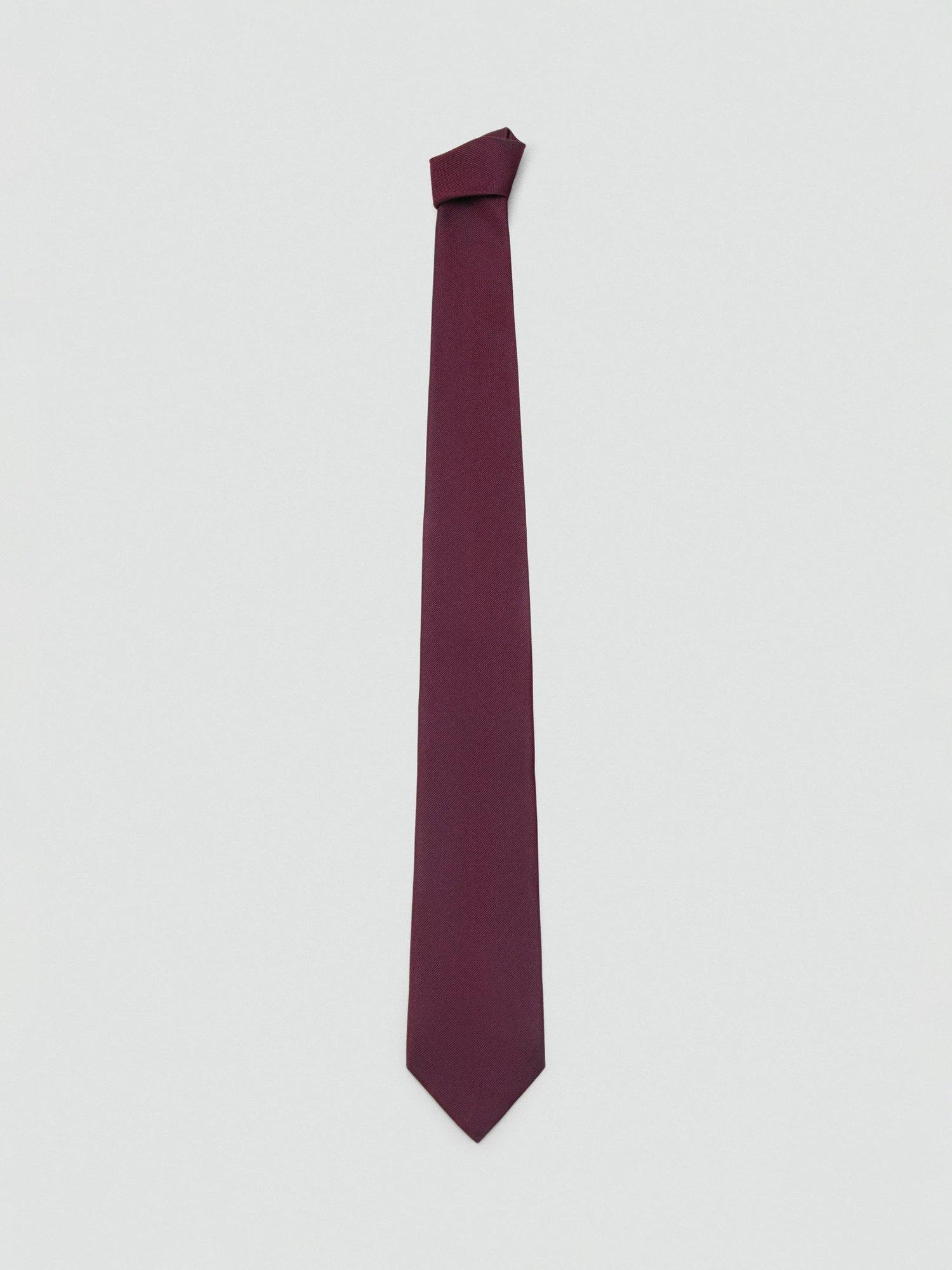 Product image 2 of 3, which shows Mango Basic Silk Blend Tie, Dark Red, One Size