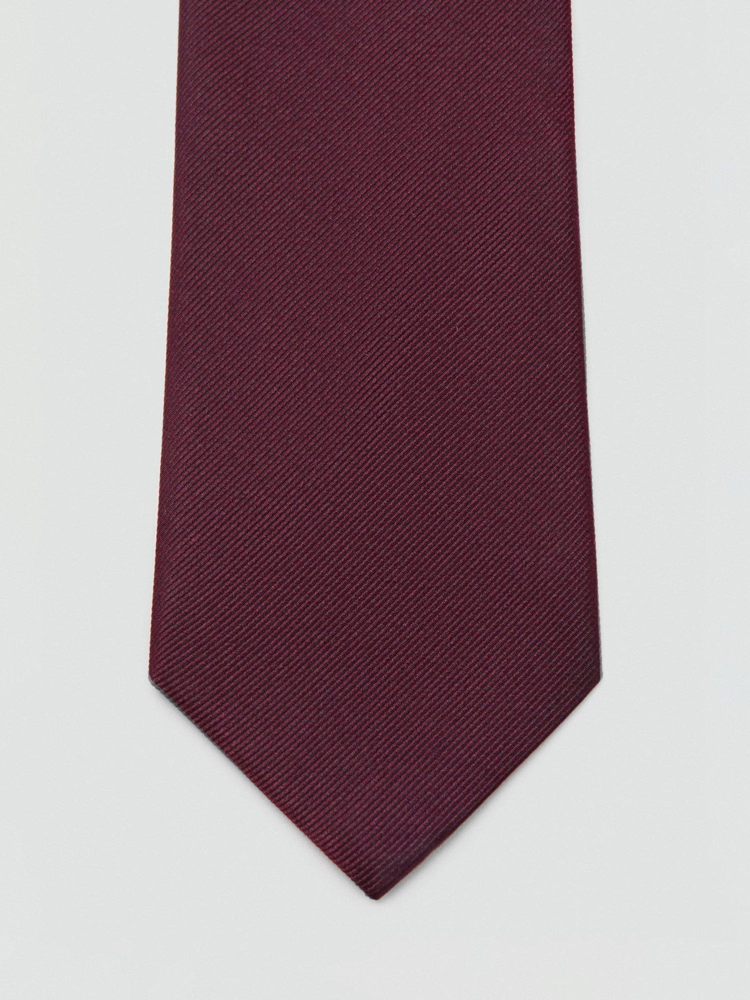 Product image 3 of 3, which shows Mango Basic Silk Blend Tie, Dark Red, One Size