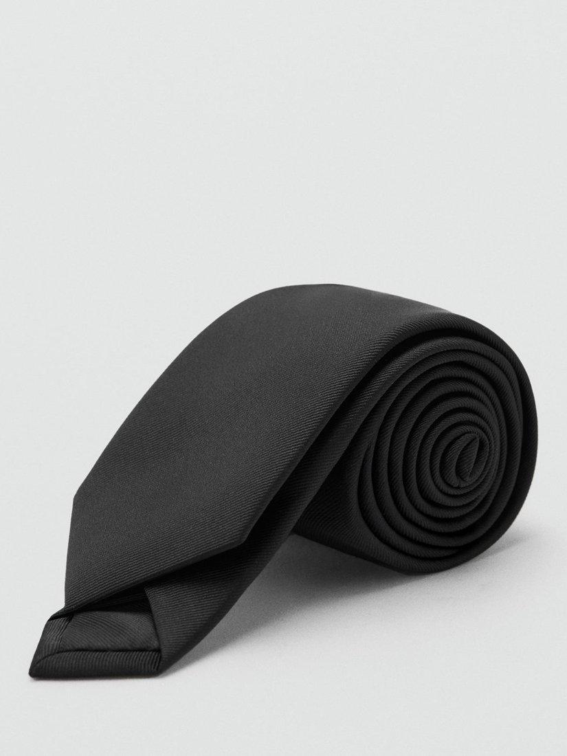 Product image 1 of 3, which shows Mango Basic Plain Tie, Black, One Size