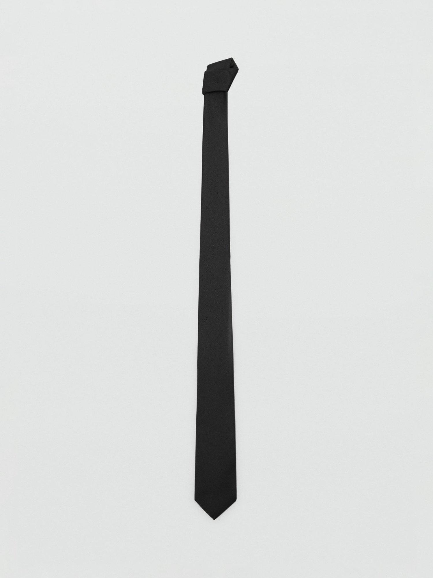Product image 2 of 3, which shows Mango Basic Plain Tie, Black, One Size
