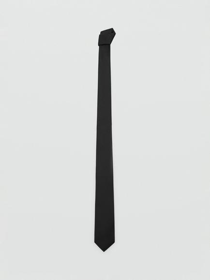 Mango Basic Plain Tie, Black - view 2, Black