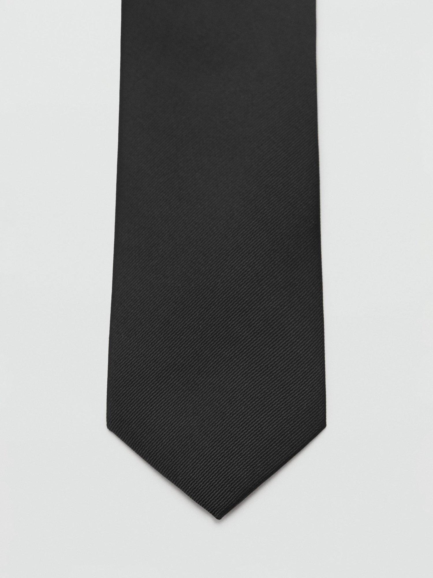 Product image 3 of 3, which shows Mango Basic Plain Tie, Black, One Size
