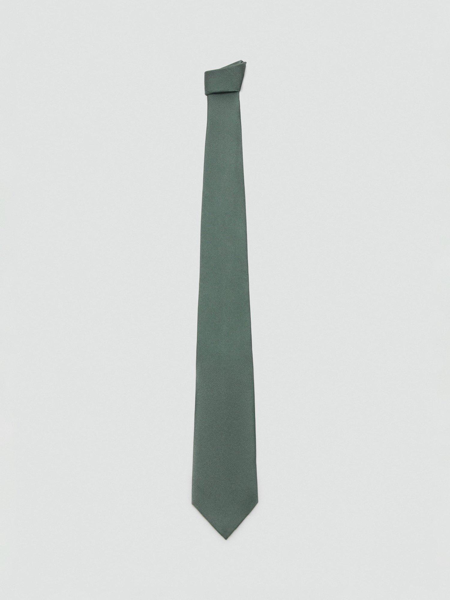 Product image 2 of 3, which shows Mango Basic Silk Blend Tie, Green, One Size