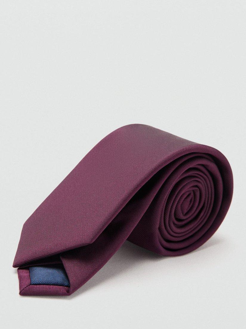 Product image 1 of 3, which shows Mango Basic Plain Tie, Dark Red, One Size