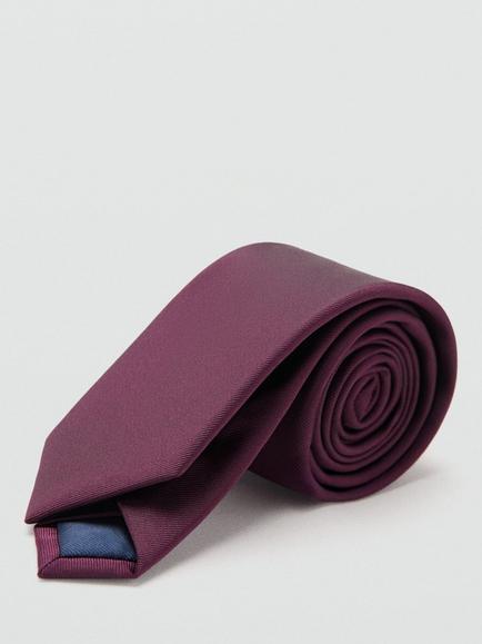 Mango Basic Plain Tie, Dark Red, Dark Red