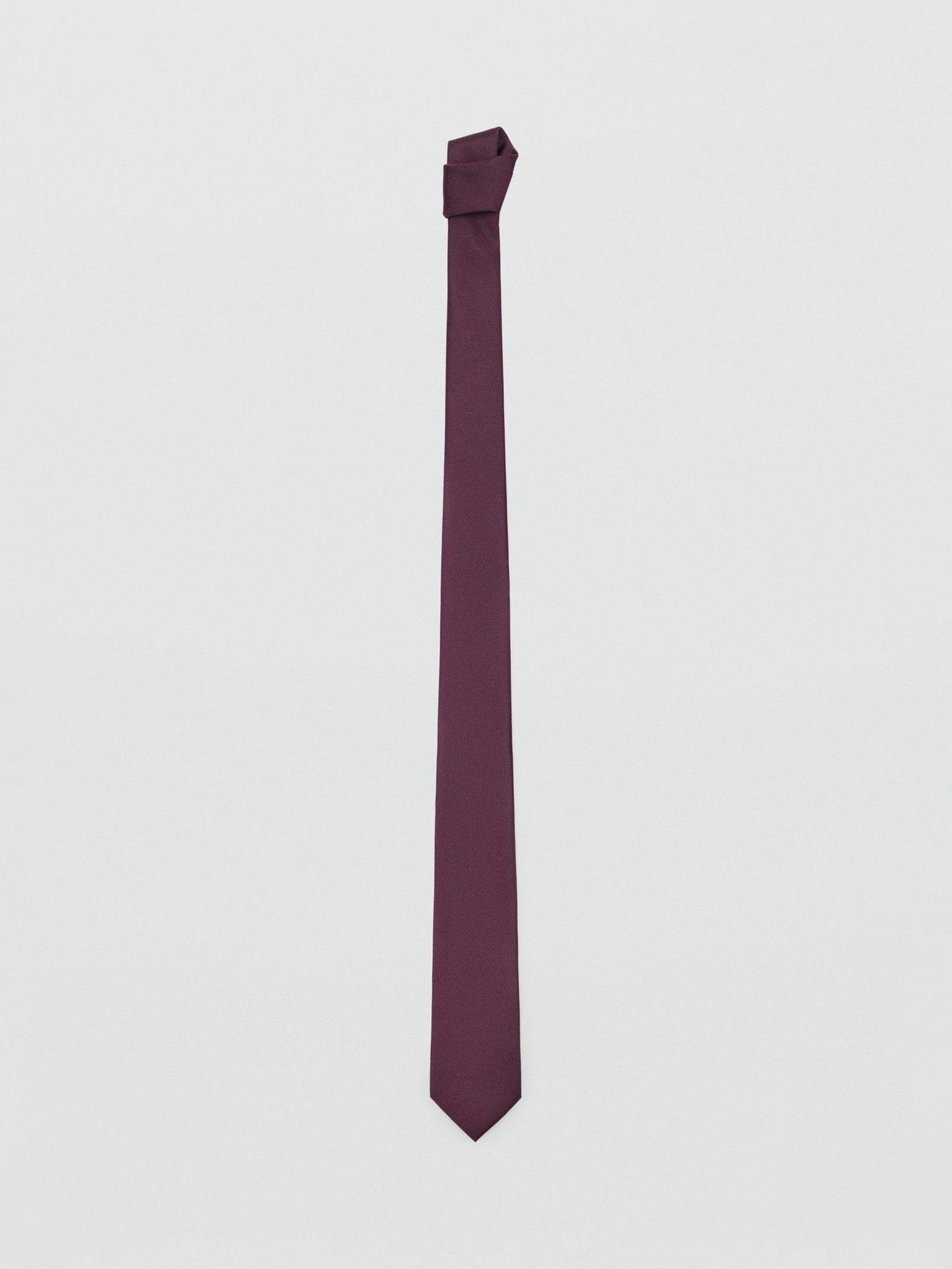 Product image 2 of 3, which shows Mango Basic Plain Tie, Dark Red, One Size