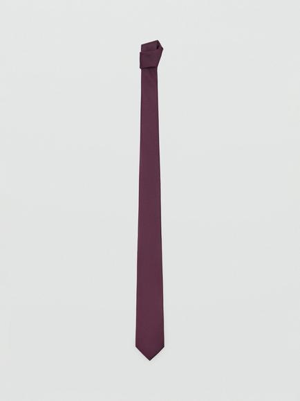 Mango Basic Plain Tie, Dark Red - view 2, Dark Red