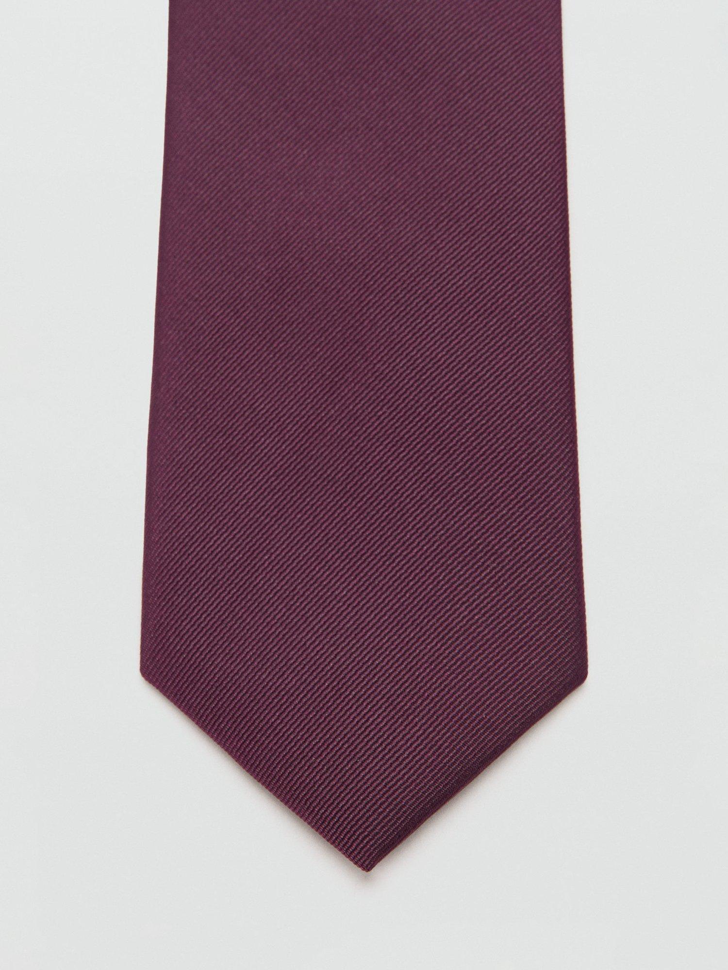 Product image 3 of 3, which shows Mango Basic Plain Tie, Dark Red, One Size