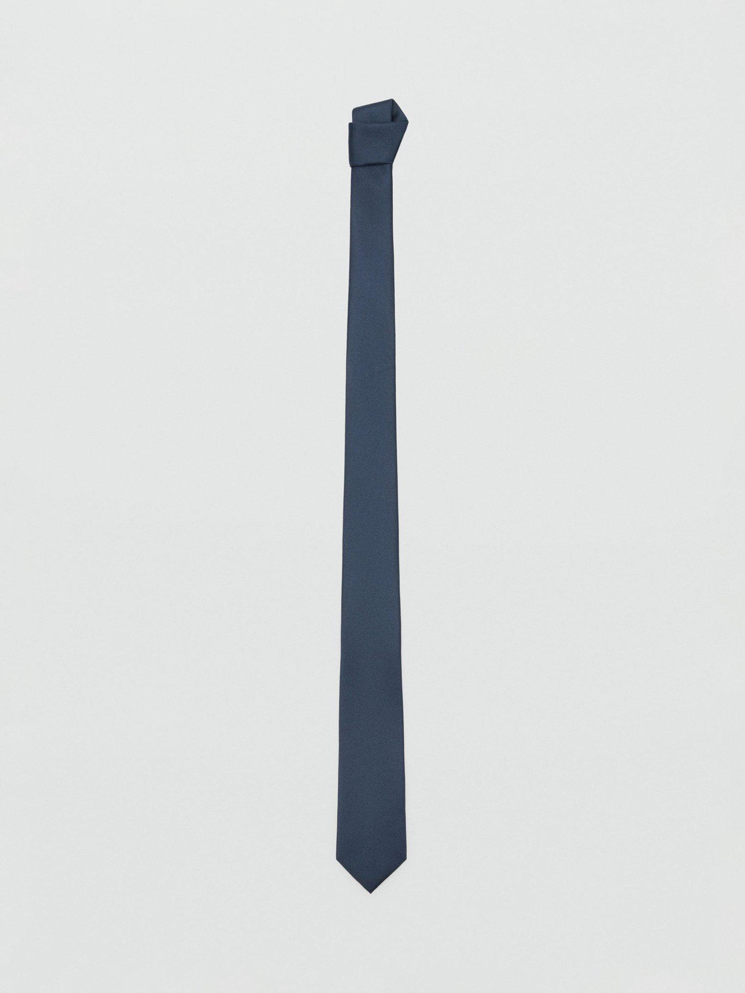 Product image 2 of 3, which shows Mango Basic Plain Tie, Navy, One Size