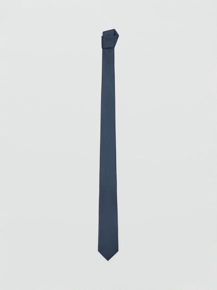 Mango Basic Plain Tie, Navy - view 2, Navy