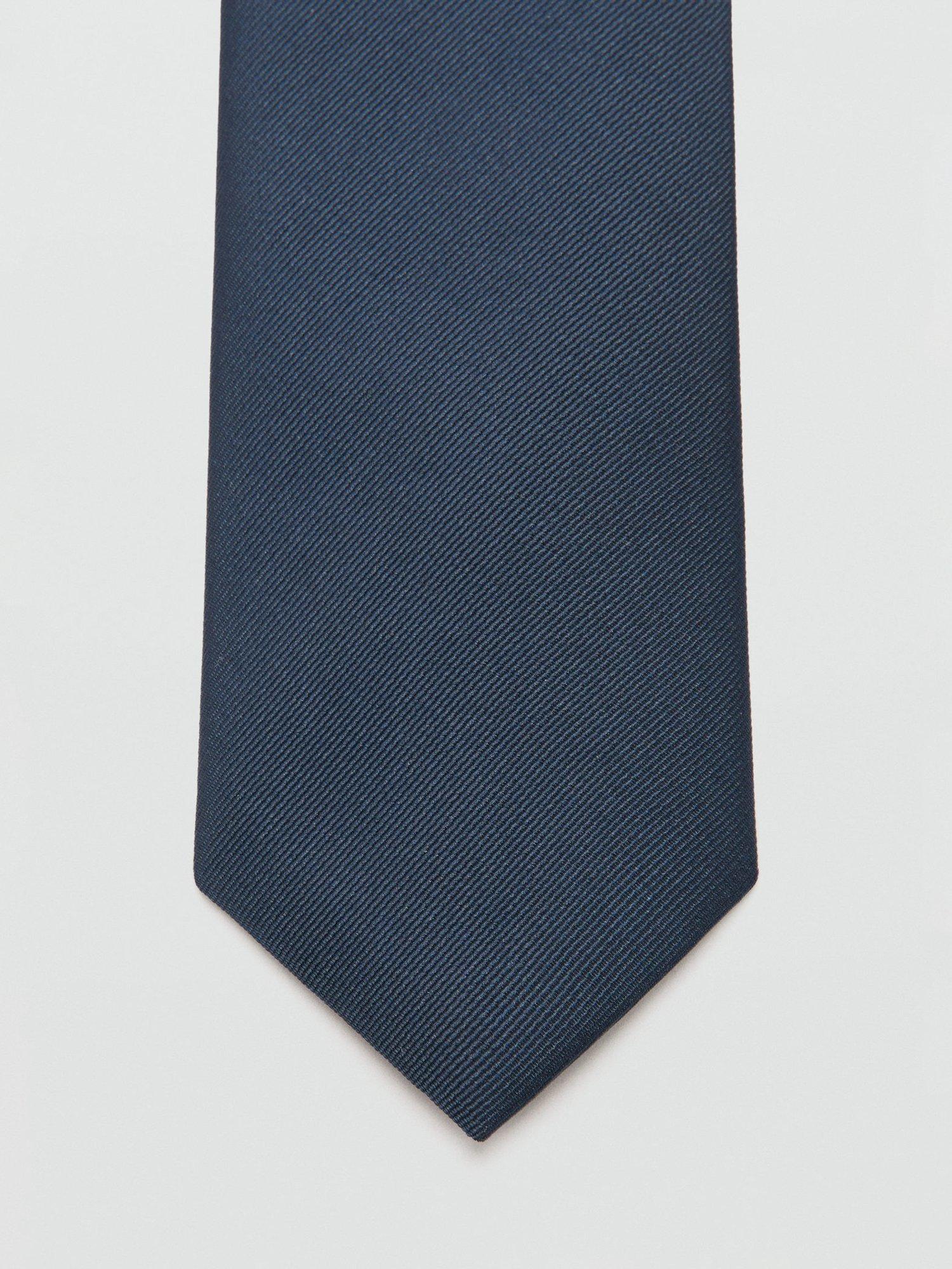 Product image 3 of 3, which shows Mango Basic Plain Tie, Navy, One Size