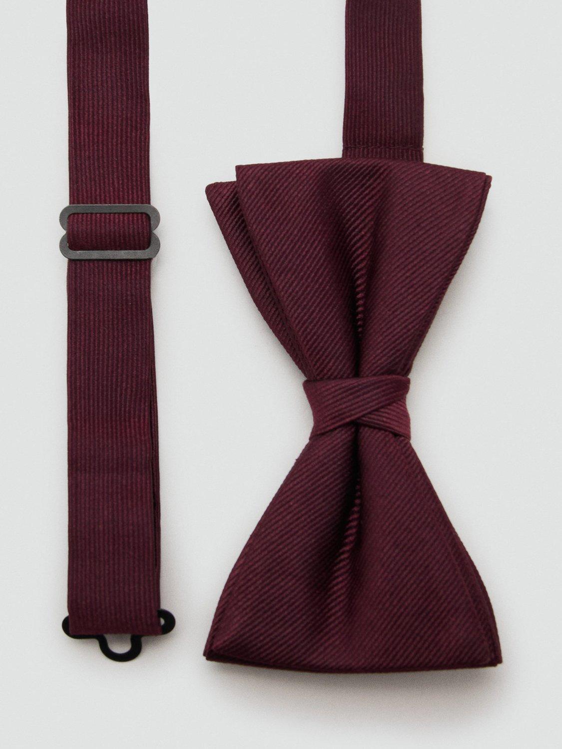 Product image 1 of 3, which shows Mango Basic Silk Blend Bow Tie, Dark Red, One Size
