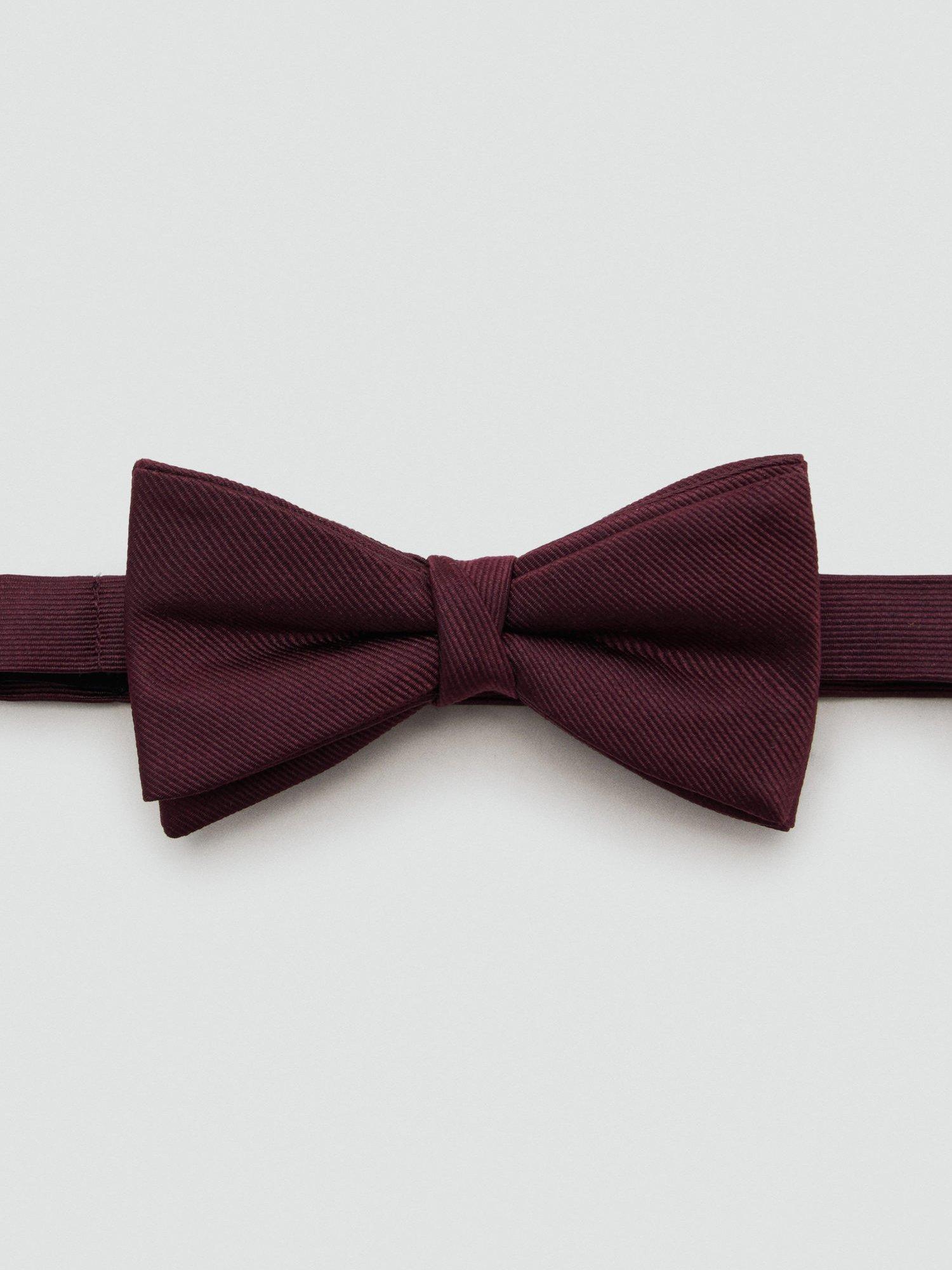 Product image 2 of 3, which shows Mango Basic Silk Blend Bow Tie, Dark Red, One Size