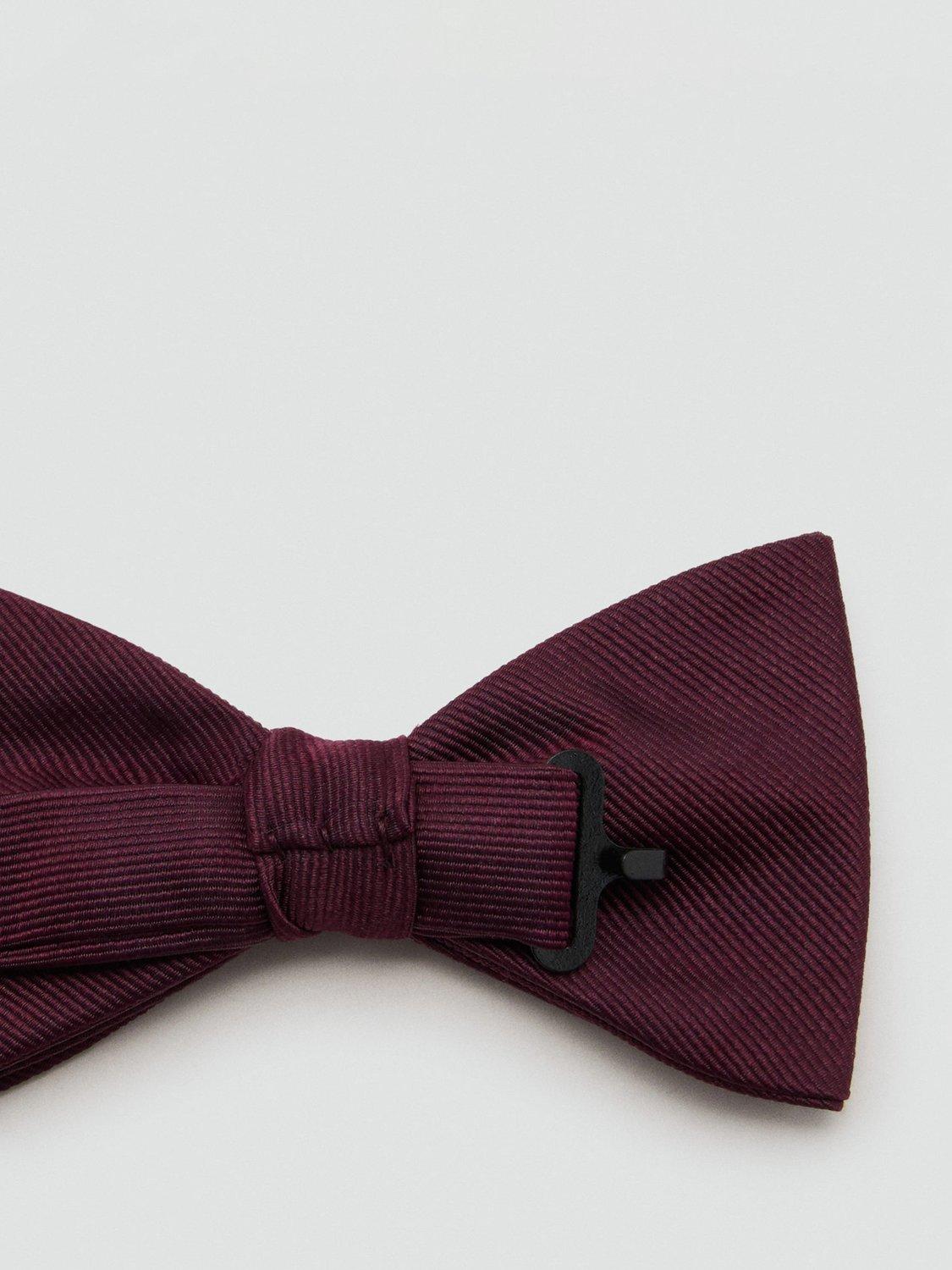 Product image 3 of 3, which shows Mango Basic Silk Blend Bow Tie, Dark Red, One Size