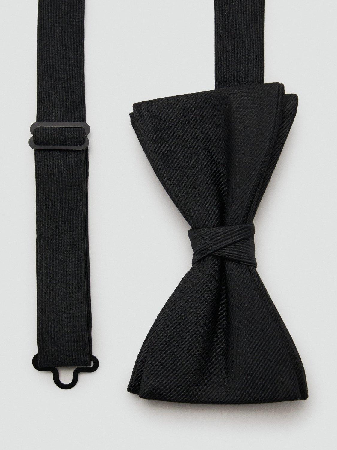 Product image 1 of 3, which shows Mango Basic Silk Blend Bow Tie, Black, One Size