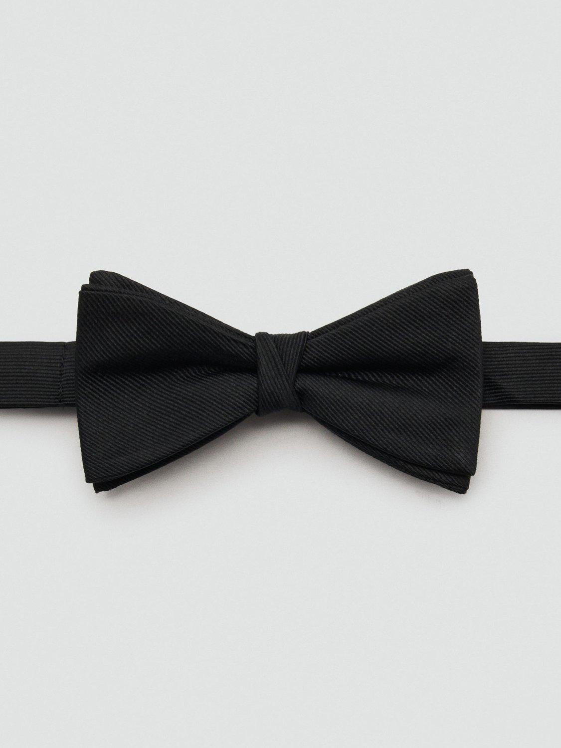 Product image 2 of 3, which shows Mango Basic Silk Blend Bow Tie, Black, One Size