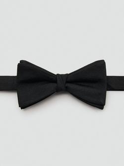 Mango Basic Silk Blend Bow Tie, Black - view 2, Black