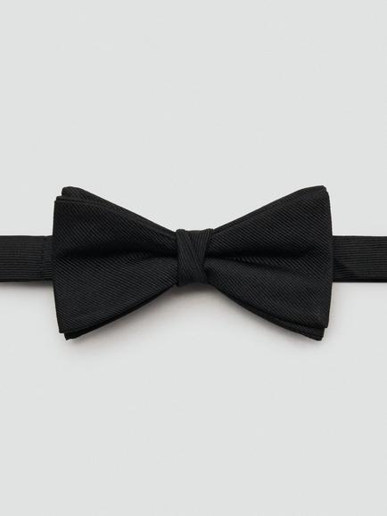 Mango Basic Silk Blend Bow Tie, Black - view 2, Black
