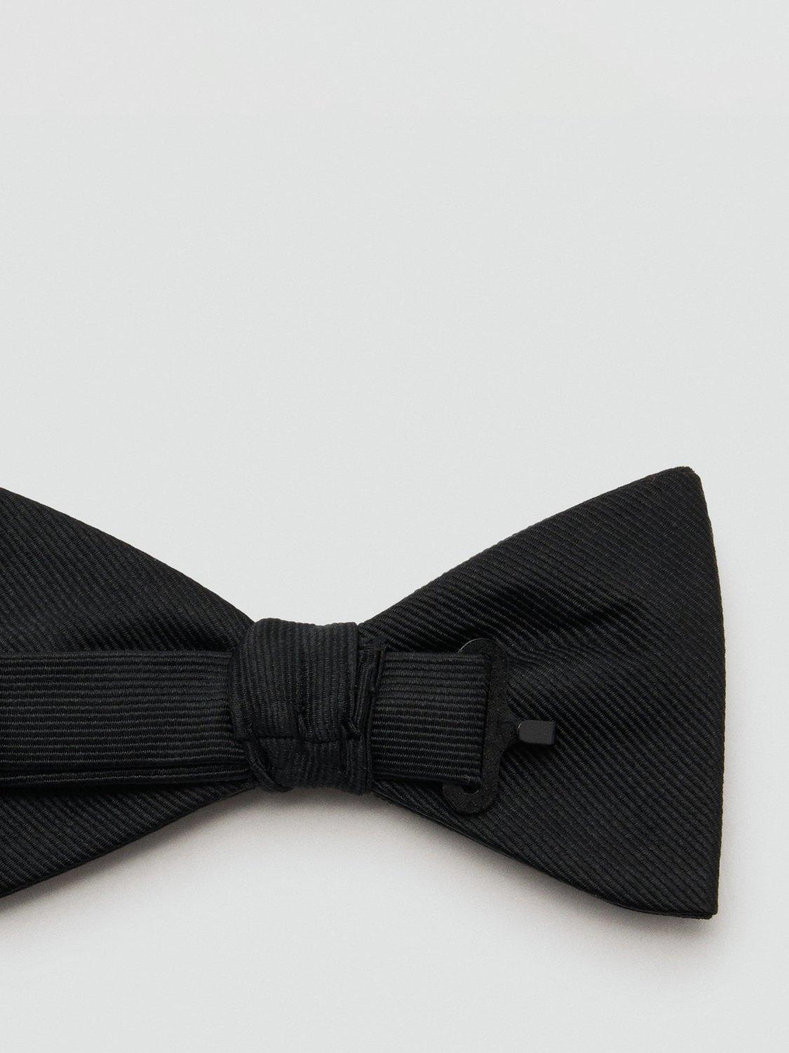 Product image 3 of 3, which shows Mango Basic Silk Blend Bow Tie, Black, One Size