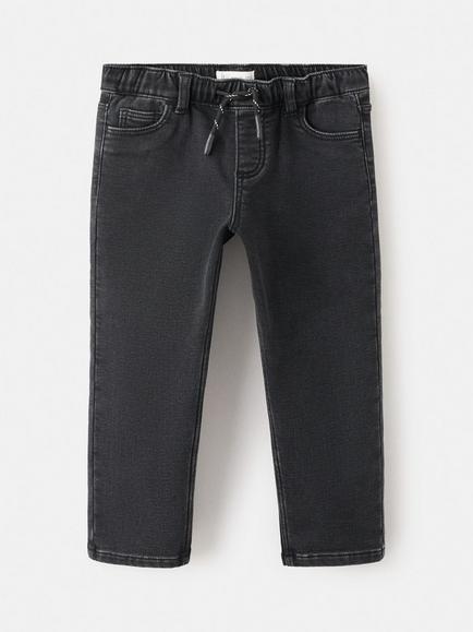 Mango Kids' Pablo Slim Drawstring Jeans, Black
