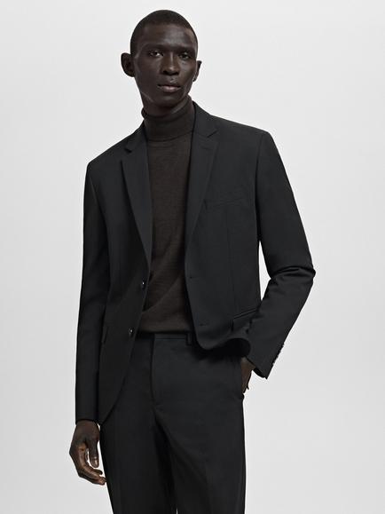 Mango Paris Super Slim Fit Lightweight Blazer, Black
