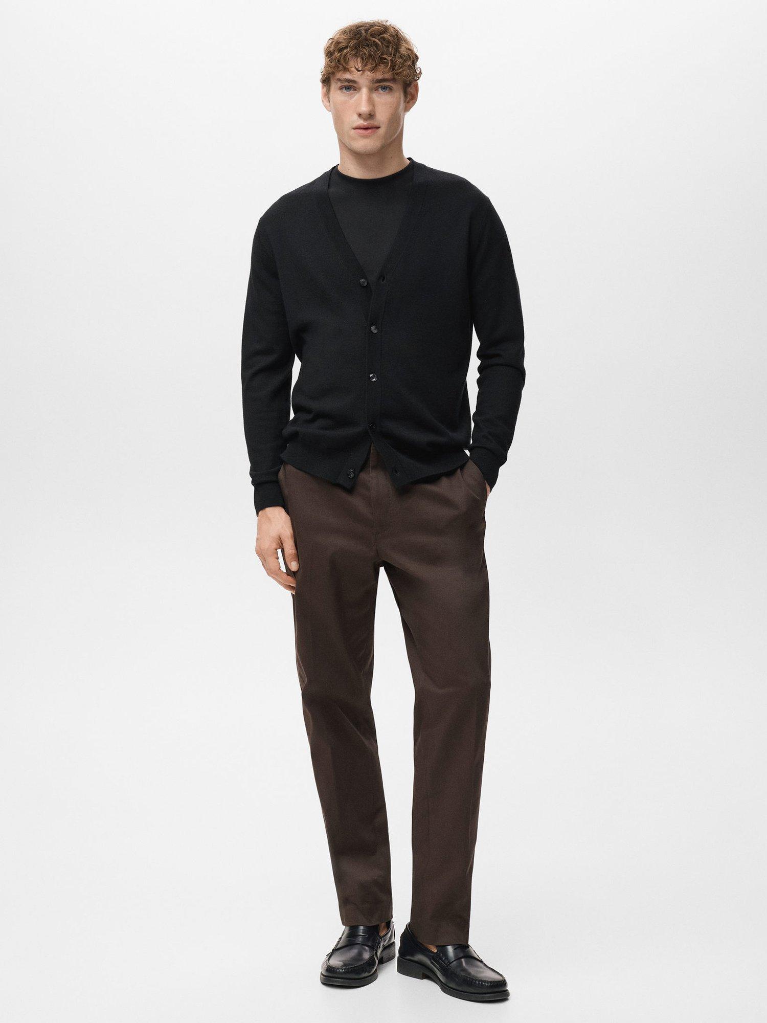 Product image 2 of 9, which shows Mango Willyc Merino Wool V-Neck Cardigan, Black, L