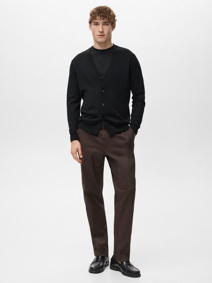 Mango Willyc Merino Wool V-Neck Cardigan, Black - view 2, Black