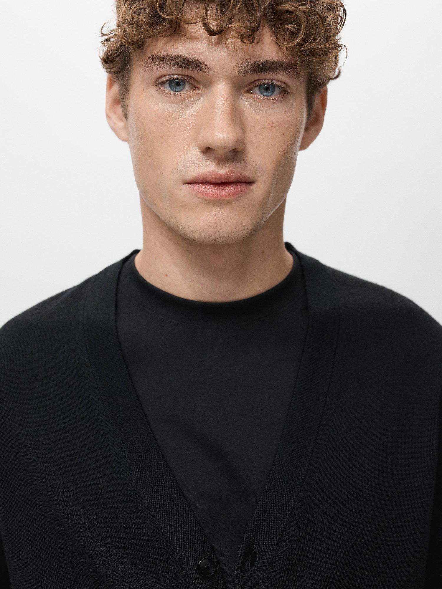 Product image 6 of 9, which shows Mango Willyc Merino Wool V-Neck Cardigan, Black, L