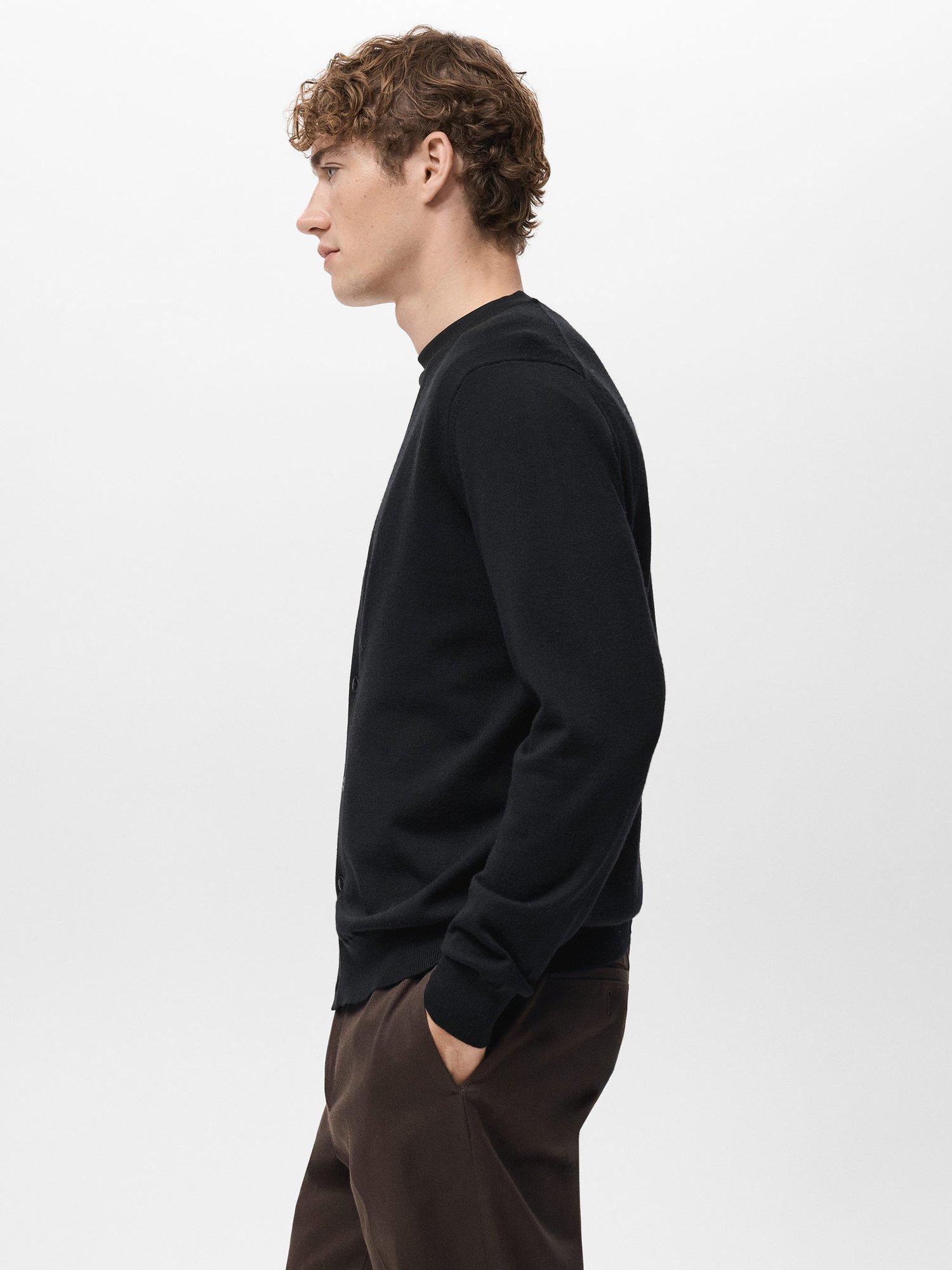 Product image 7 of 9, which shows Mango Willyc Merino Wool V-Neck Cardigan, Black, L