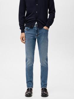Mango Jan Medium Faded Wash Slim Fit Jeans, Open Blue, Open Blue