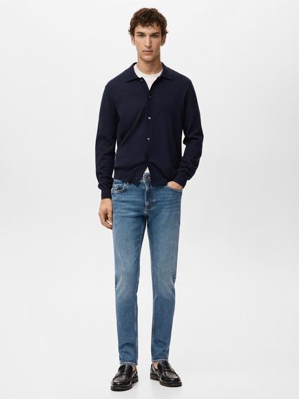 Mango Jan Medium Faded Wash Slim Fit Jeans, Open Blue - view 2, Open Blue