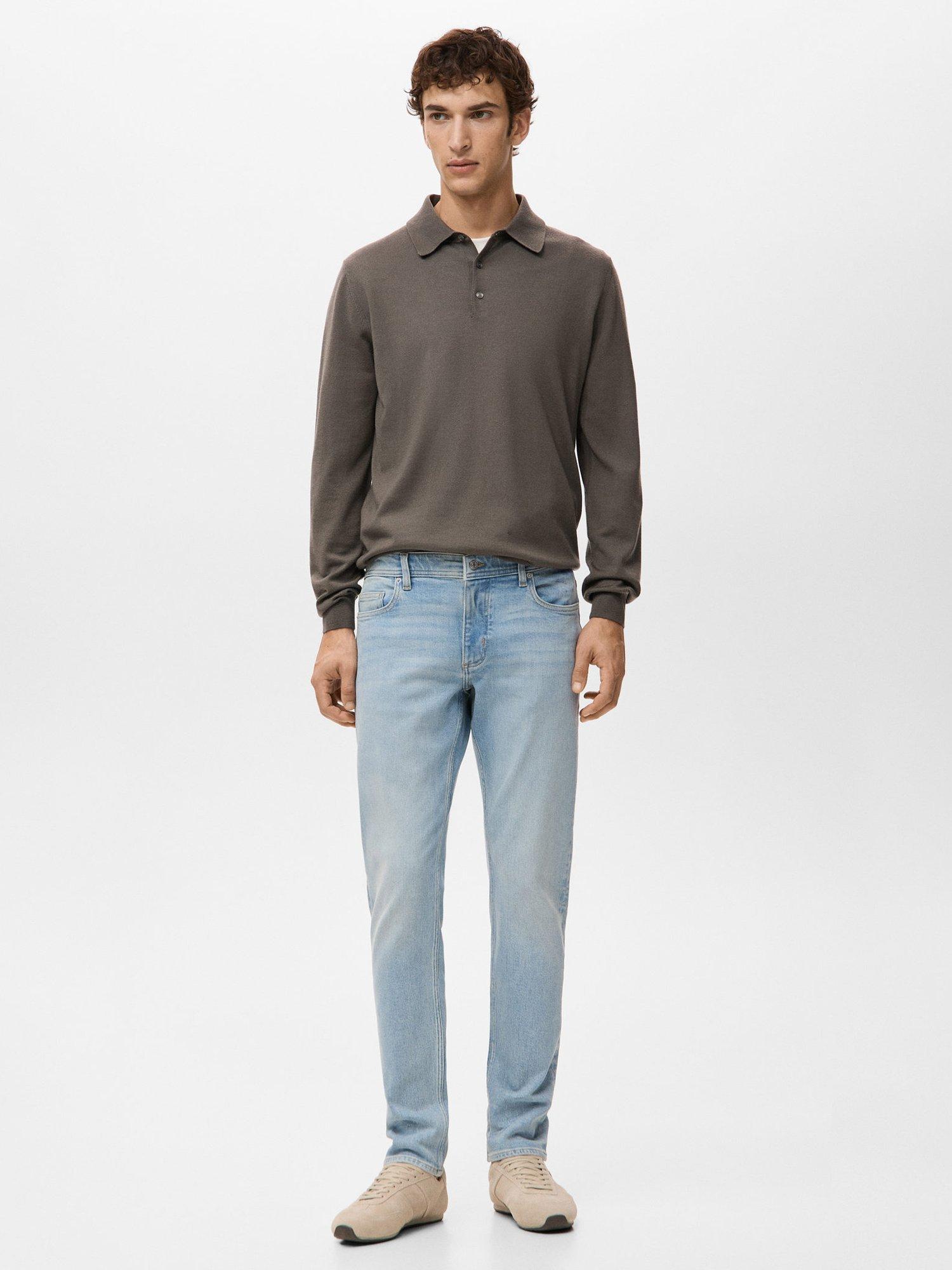 Product image 2 of 8, which shows Mango Jan Light Faded Wash Slim Fit Jeans, Open Blue, 29