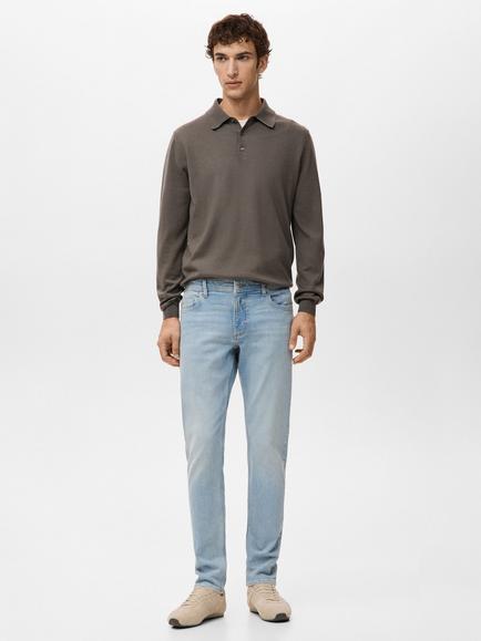 Mango Jan Light Faded Wash Slim Fit Jeans, Open Blue - view 2, Open Blue