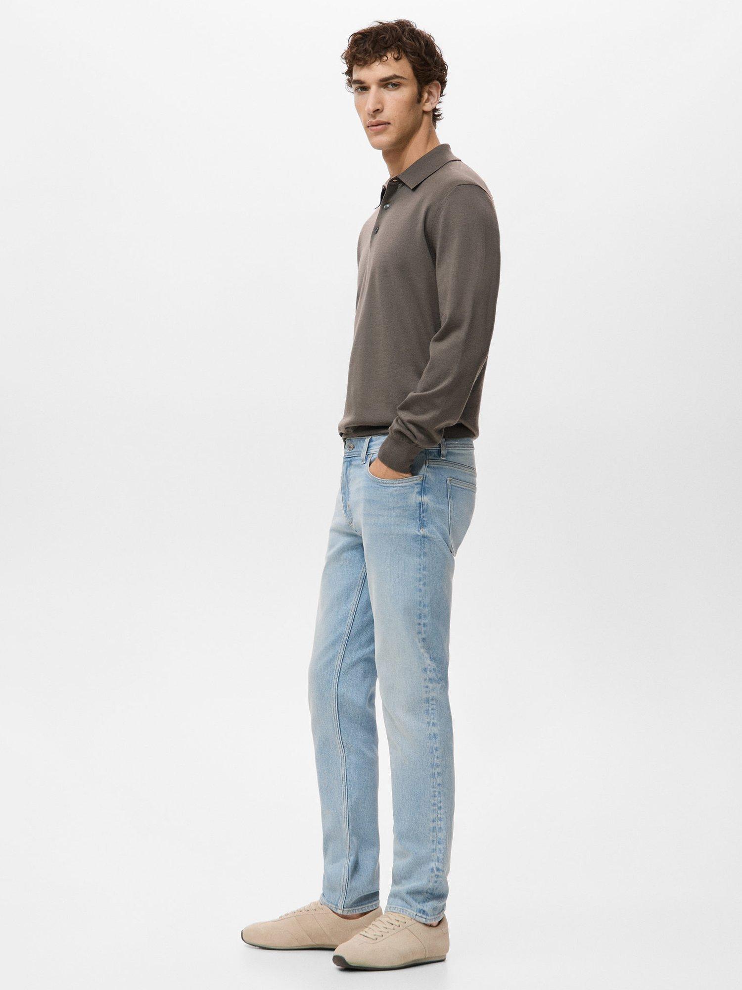 Product image 7 of 8, which shows Mango Jan Light Faded Wash Slim Fit Jeans, Open Blue, 29
