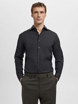 Mango Emeritol Slim Fit Cotton Poplin Shirt, Black