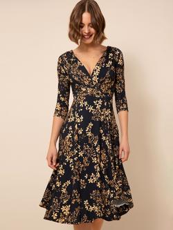 Alie Street Petite Annie Golden Blossom Dress, Black/Gold - view 2, Black/Gold